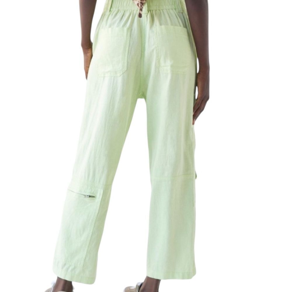 Urban Outfitters Myla Linen Blend Green Linen Cargo Pants Women’s Size Medium - Picture 3 of 13